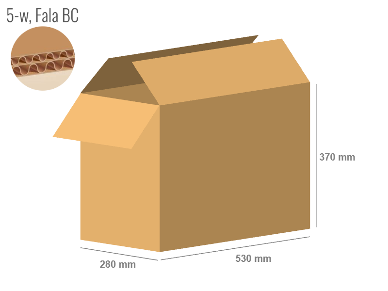 Cardboard box 530x280x370 - with Flaps (Fefco 201) - Double Wall (5-layer)