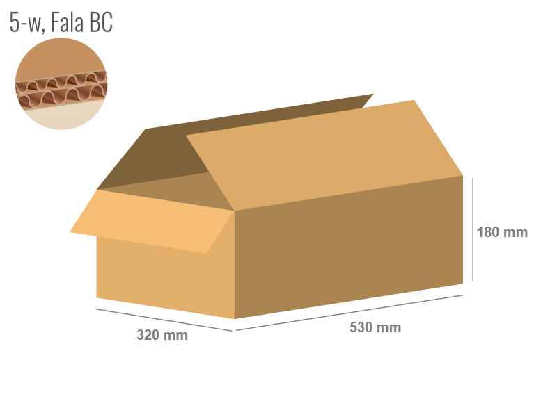 Cardboard box 530x320x180 - with Flaps (Fefco 201) - Double Wall (5-layer)