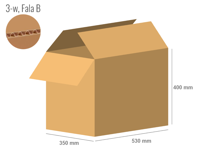 Cardboard box 530x350x400 - with Flaps (Fefco 201) - Single Wall (3-layer)