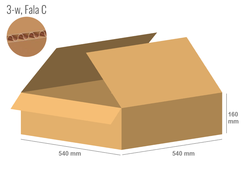 Cardboard box 540x540x160 - with Flaps (Fefco 201) - Single Wall (3-layer)
