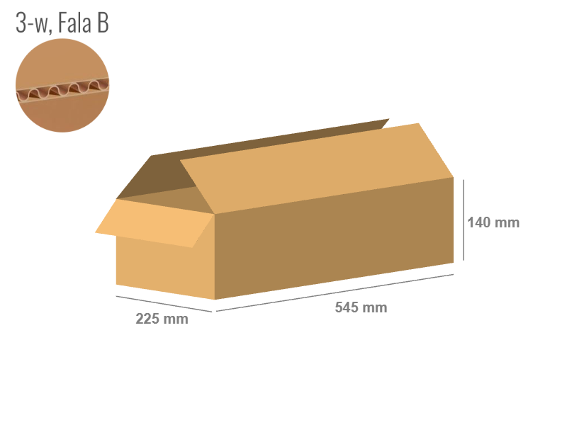 Cardboard box 545x225x140 - with Flaps (Fefco 201) - Single Wall (3-layer)