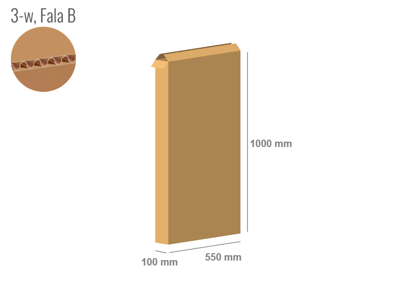 Cardboard box 550x100x1000 - with Flaps (Fefco 201) - Single Wall (3-layer)