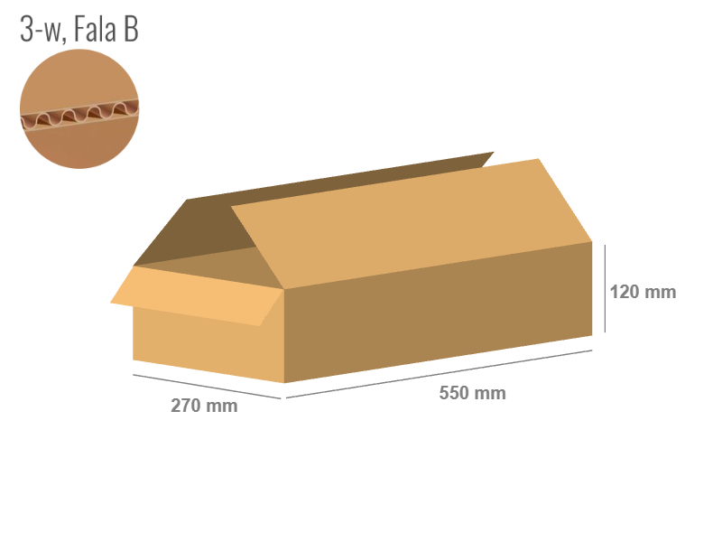 Cardboard box 550x270x120 - with Flaps (Fefco 201) - Single Wall (3-layer)