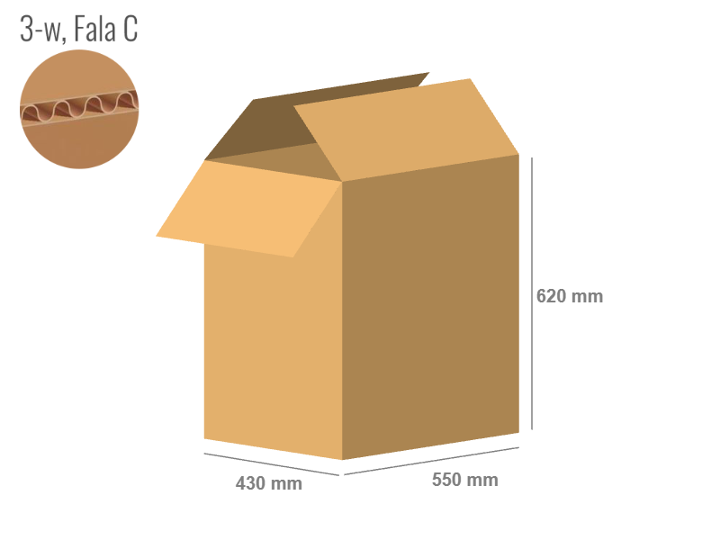 Cardboard box 550x430x620 - with Flaps (Fefco 201) - Single Wall (3-layer)