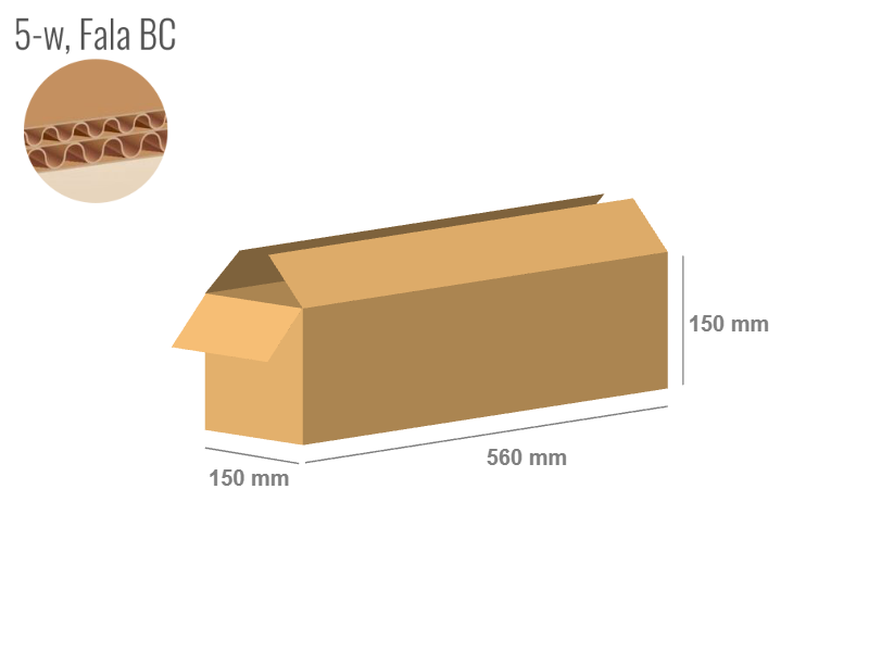 Cardboard box 560x150x150 - with Flaps (Fefco 201) - Double Wall (5-layer)