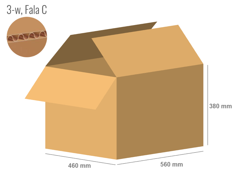 Cardboard box 560x460x380 - with Flaps (Fefco 201) - Single Wall (3-layer)