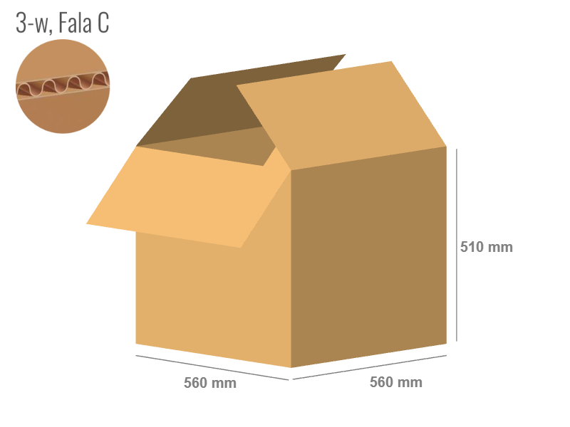 Cardboard box 560x560x510 - with Flaps (Fefco 201) - Single Wall (3-layer)