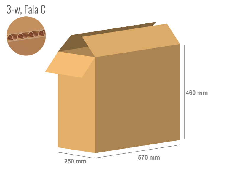 Cardboard box 570x250x460 - with Flaps (Fefco 201) - Single Wall (3-layer)