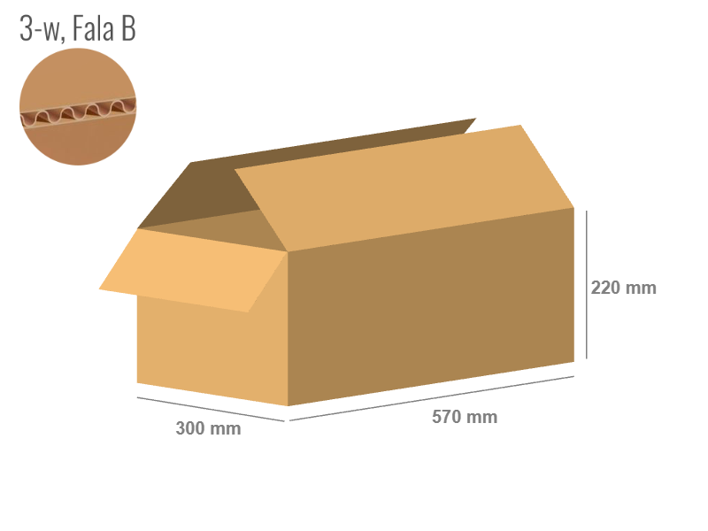 Cardboard box 570x300x220 - with Flaps (Fefco 201) - Single Wall (3-layer)