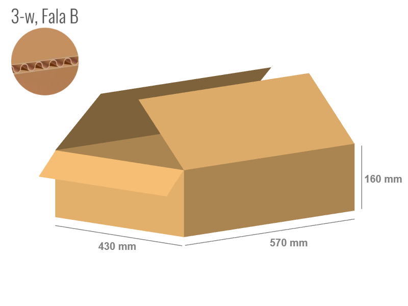 Cardboard box 570x430x160 - with Flaps (Fefco 201) - Single Wall (3-layer)