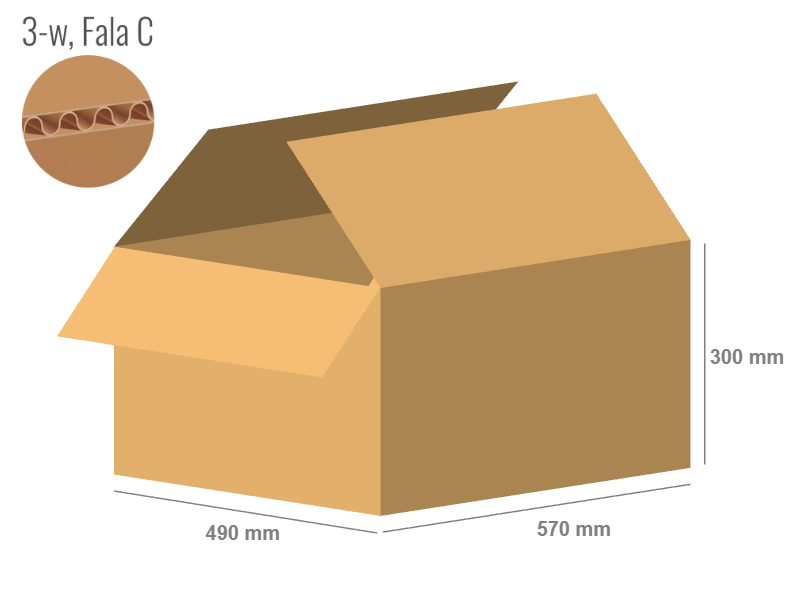 Cardboard box 570x490x300 - with Flaps (Fefco 201) - Single Wall (3-layer)