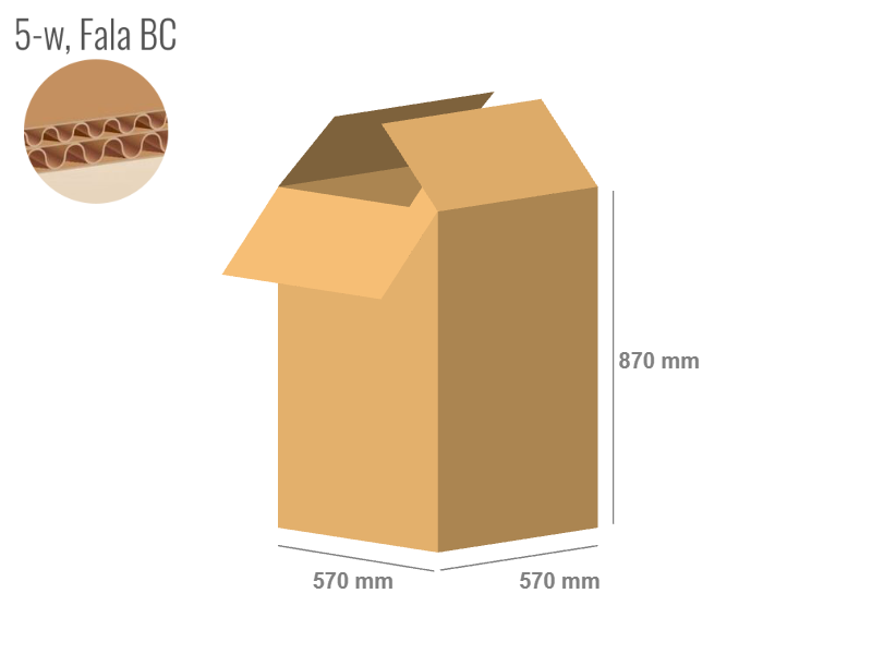 Cardboard box 570x570x870 - with Flaps (Fefco 201) - Double Wall (5-layer)