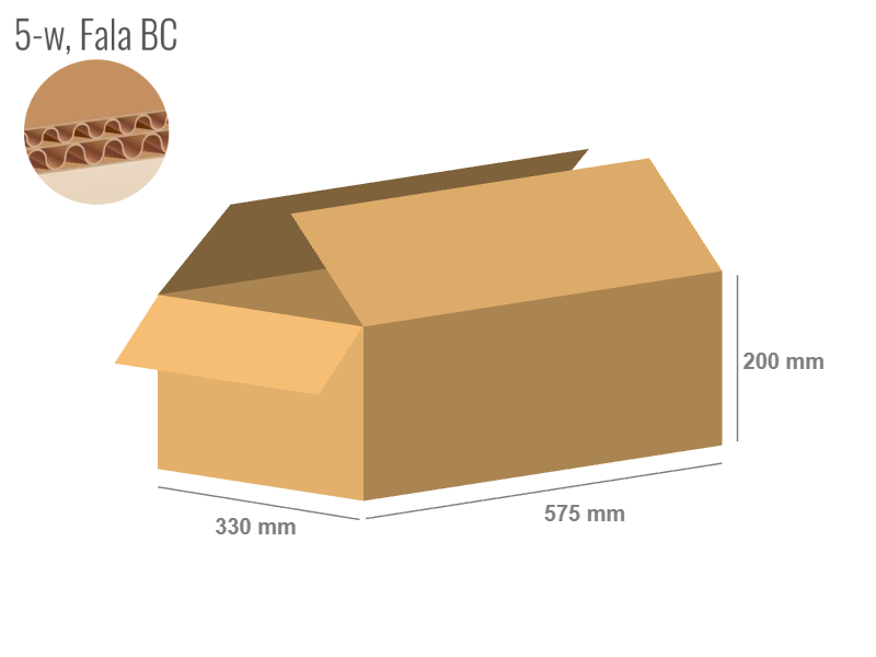 Cardboard box 575x330x200 - with Flaps (Fefco 201) - Double Wall (5-layer)