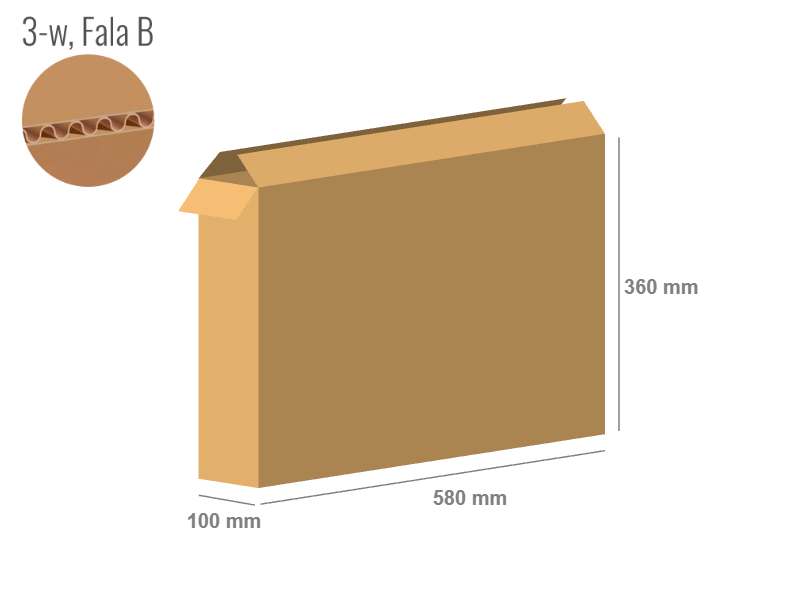 Cardboard box 580x100x360 - with Flaps (Fefco 201) - Single Wall (3-layer)