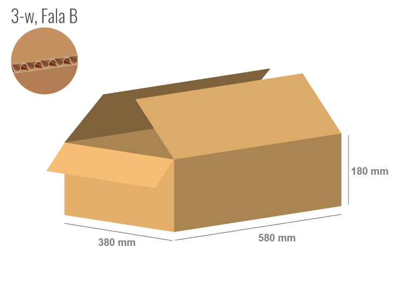 Cardboard box 580x380x180 - with Flaps (Fefco 201) - Single Wall (3-layer)