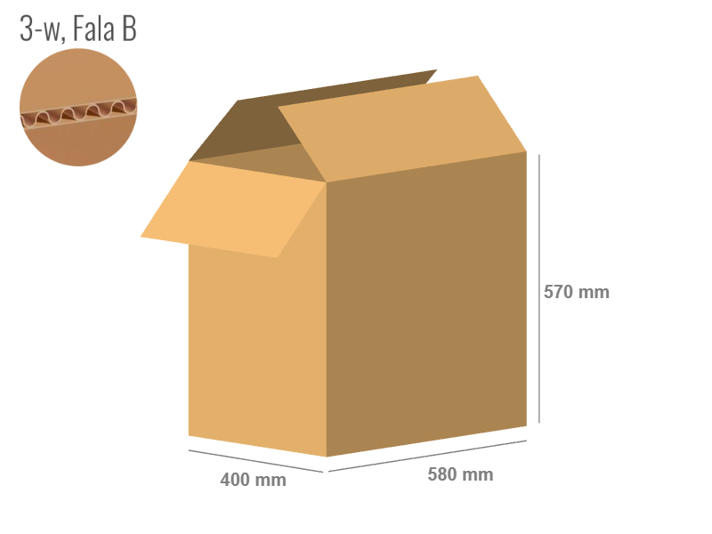 Cardboard box 580x400x570 - with Flaps (Fefco 201) - Single Wall (3-layer)