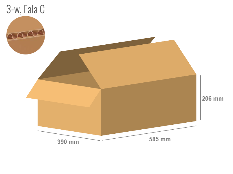 Cardboard box 585x390x206 - with Flaps (Fefco 201) - Single Wall (3-layer)