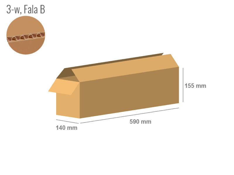 Cardboard box 590x140x155 - with Flaps (Fefco 201) - Single Wall (3-layer)