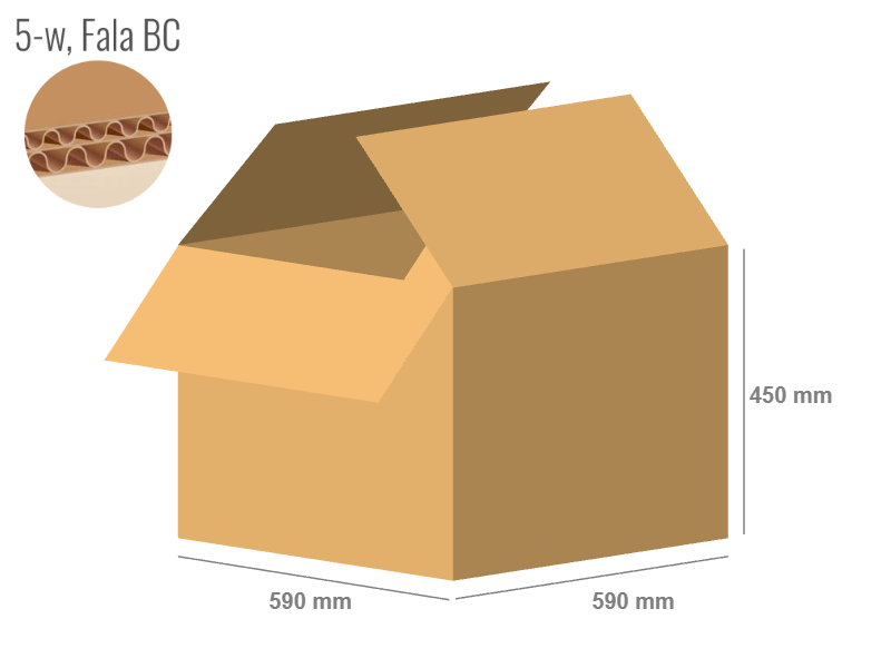 Cardboard box 590x590x450 - with Flaps (Fefco 201) - Double Wall (5-layer)