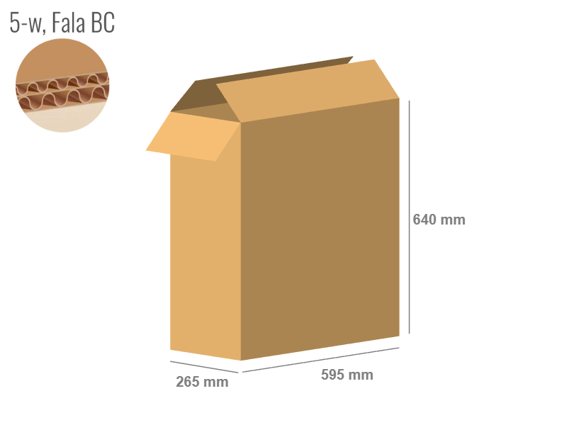 Cardboard box 595x265x640 - with Flaps (Fefco 201) - Double Wall (5-layer)