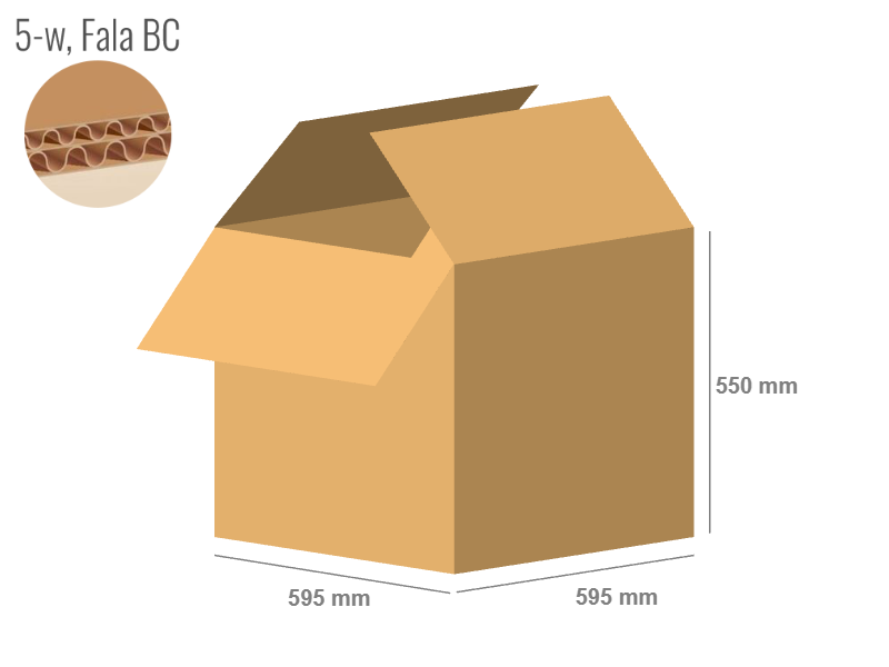 Cardboard box 595x595x550 - with Flaps (Fefco 201) - Double Wall (5-layer)