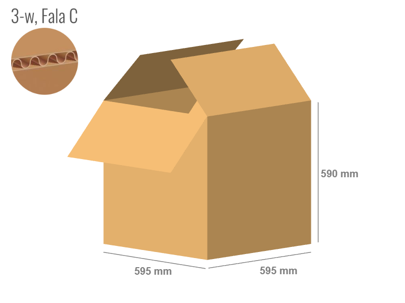 Cardboard box 595x595x590 - with Flaps (Fefco 201) - 3-layer (3w)