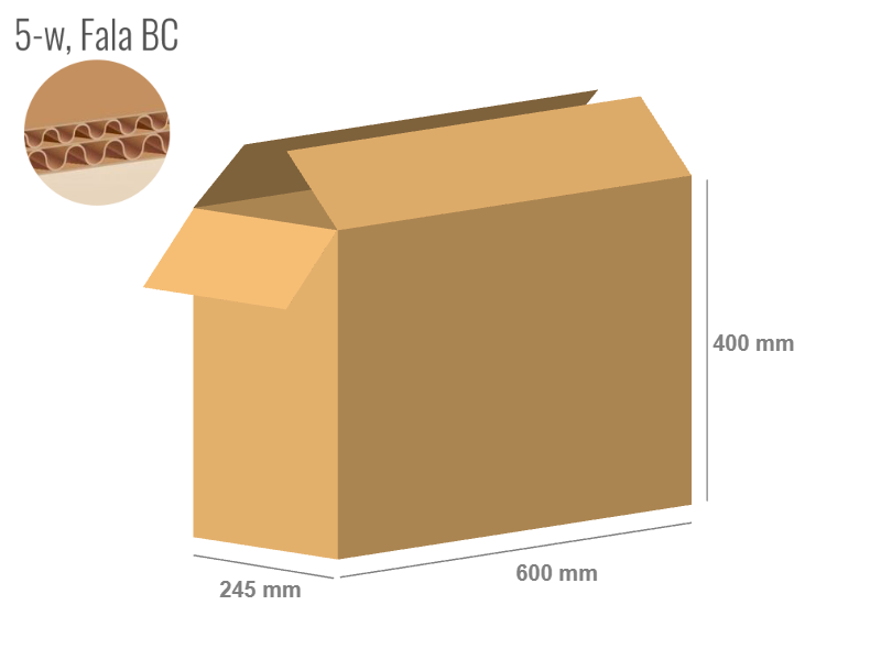 Cardboard box 600x245x400 - with Flaps (Fefco 201) - Double Wall (5-layer)