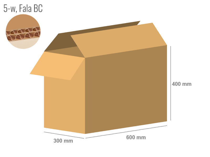 Cardboard box 600x300x400 - with Flaps (Fefco 201) - Double Wall (5-layer)