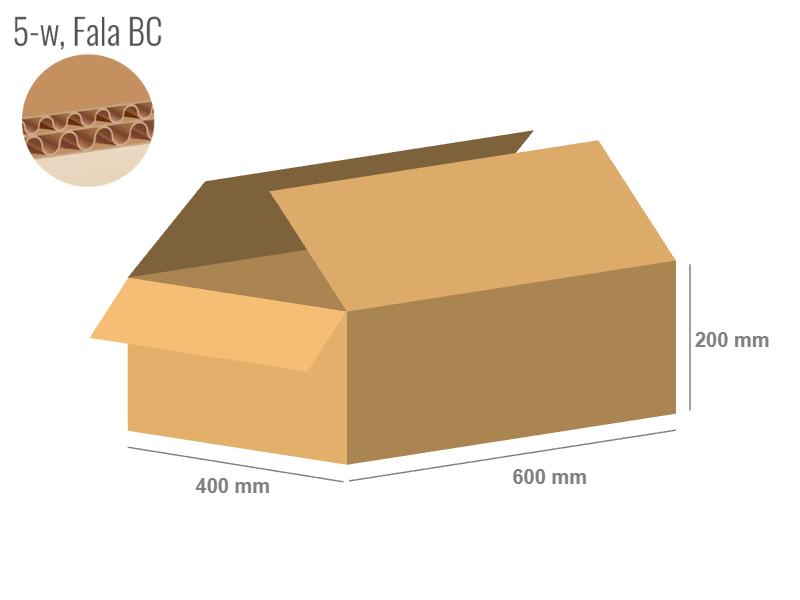 Cardboard box 600x400x200 - with Flaps (Fefco 201) - 5-layer (5w)