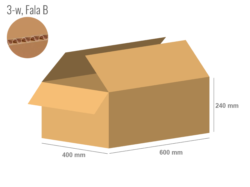 Cardboard box 600x400x240 - with Flaps (Fefco 201) - Single Wall (3-layer)