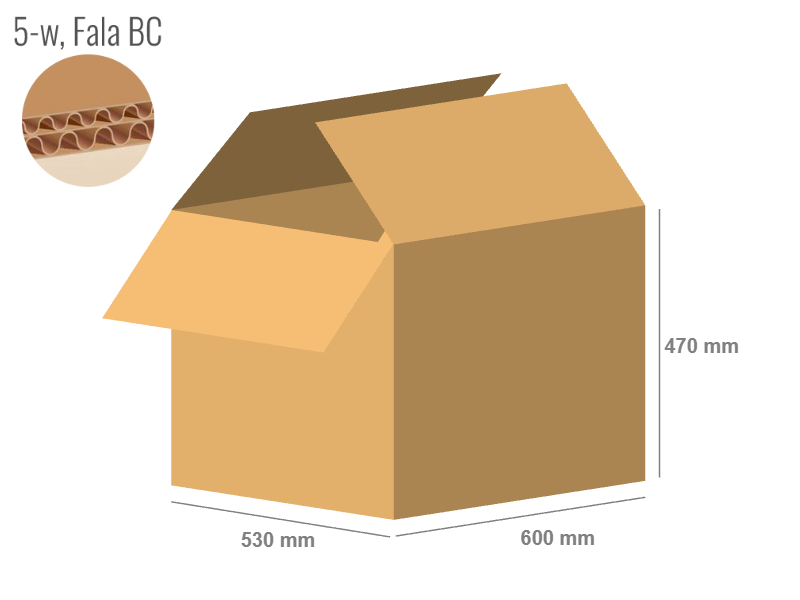 Cardboard box 600x530x470 - with Flaps (Fefco 201) - Double Wall (5-layer)