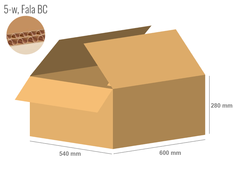 Cardboard box 600x540x280 - with Flaps (Fefco 201) - Double Wall (5-layer)