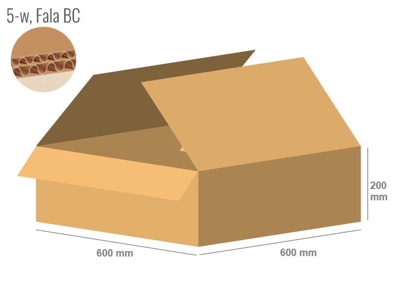 Cardboard box 600x600x200 - with Flaps (Fefco 201) - Double Wall (5-layer)