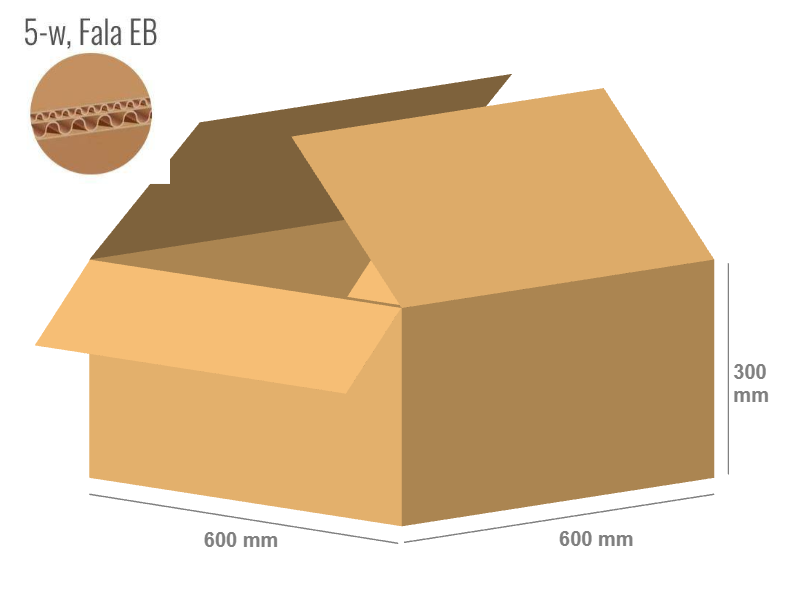 Cardboard box 600x600x300 - with Flaps (Fefco 201) - Double Wall (5-layer)