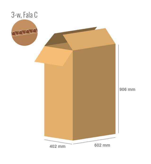 Cardboard box 602x402x906 - with Flaps (Fefco 201) - Single Wall (3-layer)