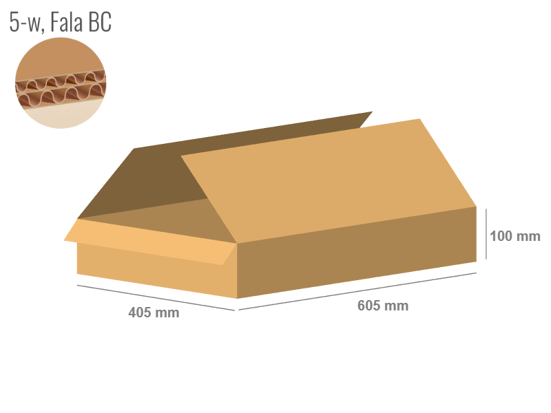 Cardboard box 605x405x100 - with Flaps (Fefco 201) - Double Wall (5-layer)