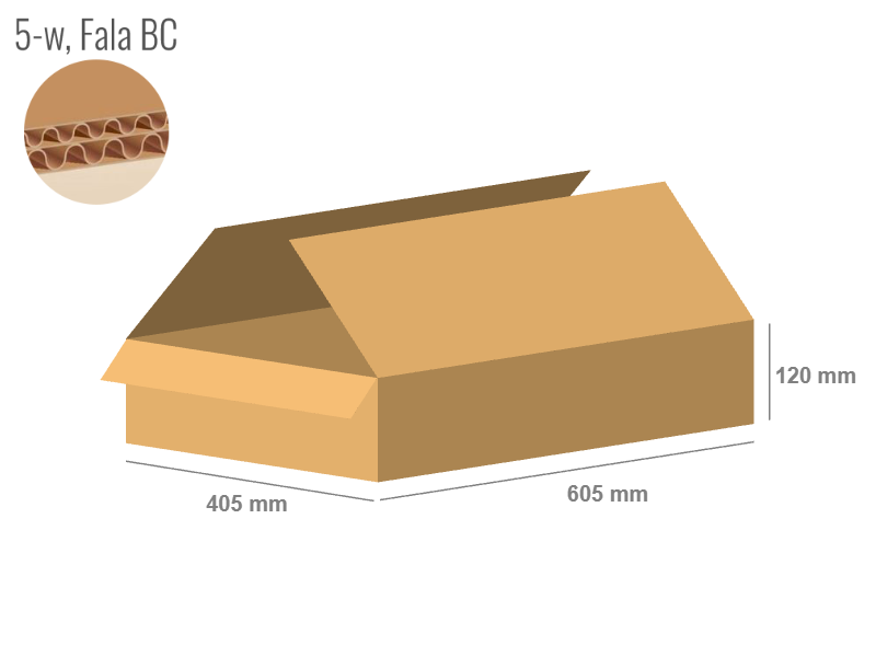 Cardboard box 605x405x120 - with Flaps (Fefco 201) - Double Wall (5-layer)