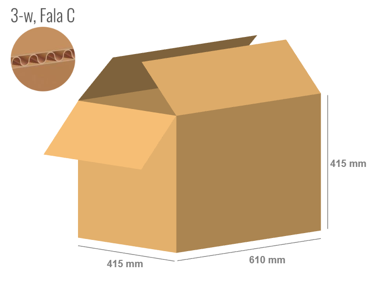 Cardboard box 610x415x415 - with Flaps (Fefco 201) - Single Wall (3-layer)