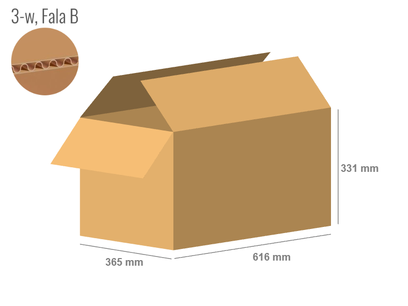 Cardboard box 616x365x331 - with Flaps (Fefco 201) - Single Wall (3-layer)