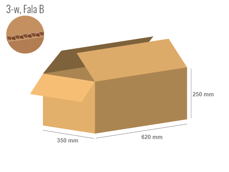 Cardboard box 620x350x250 - with Flaps (Fefco 201) - Single Wall (3-layer)