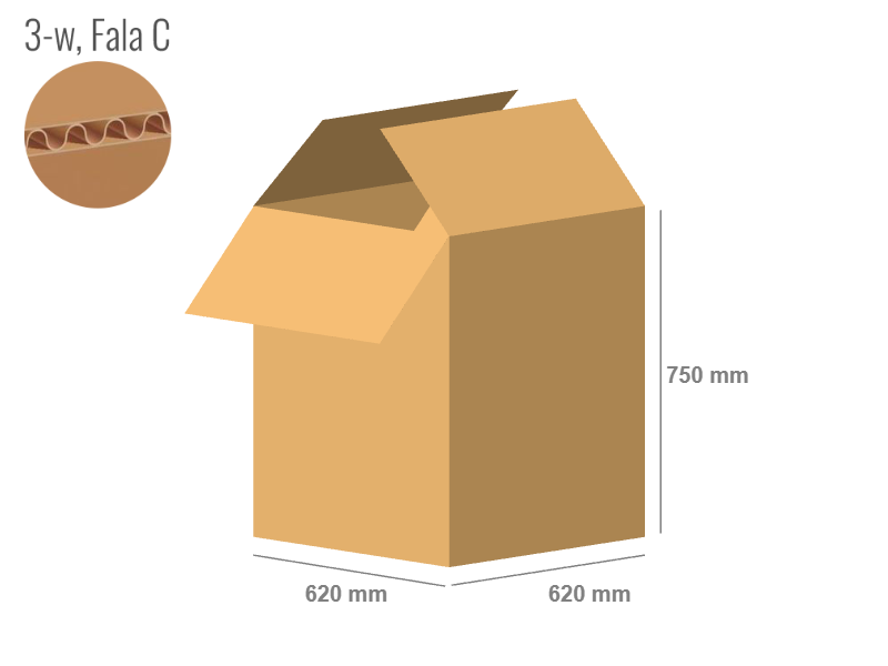 Cardboard box 620x620x750 - with Flaps (Fefco 201) - Single Wall (3-layer)