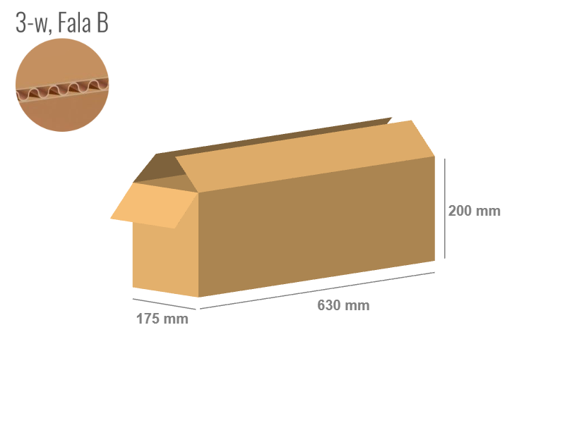 Cardboard box 630x175x200 - with Flaps (Fefco 201) - Single Wall (3-layer)