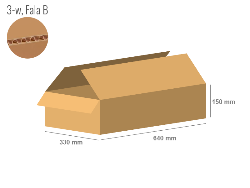 Cardboard box 640x330x150 - with Flaps (Fefco 201) - Single Wall (3-layer)