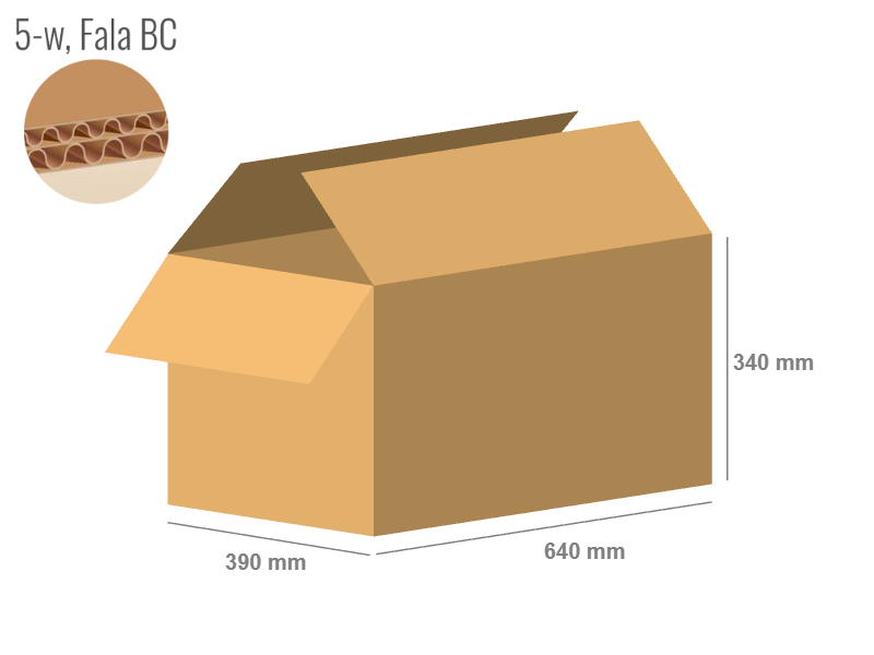 Cardboard box 640x390x340 - with Flaps (Fefco 201) - Double Wall (5-layer)