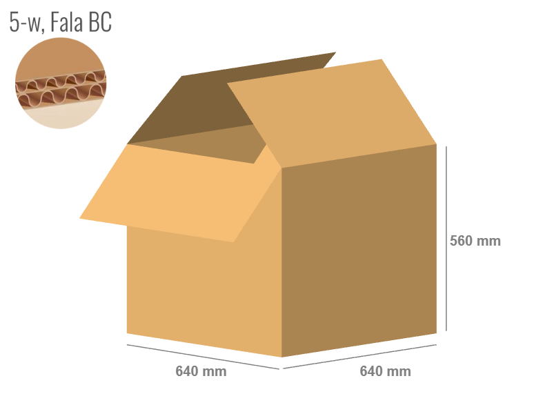 Cardboard box 640x640x560 - with Flaps (Fefco 201) - Double Wall (5-layer)