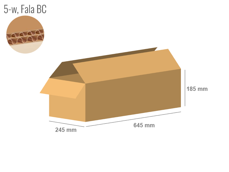 Cardboard box 645x245x185 - with Flaps (Fefco 201) - Double Wall (5-layer)