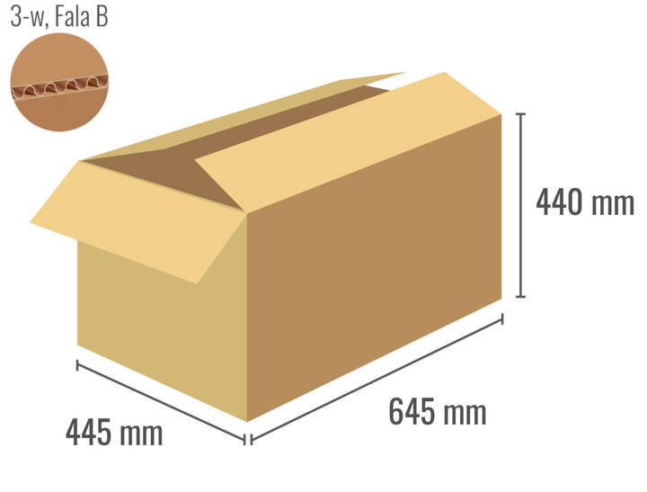 Cardboard box 645x445x490 - with Flaps (Fefco 201) - 3-layer (3w)