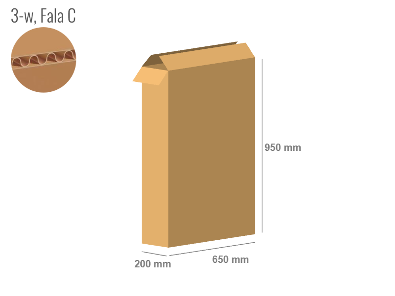 Cardboard box 650x200x950 - with Flaps (Fefco 201) - Single Wall (3-layer)
