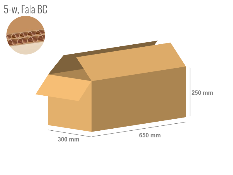 Cardboard box 650x300x250 - with Flaps (Fefco 201) - Double Wall (5-layer)