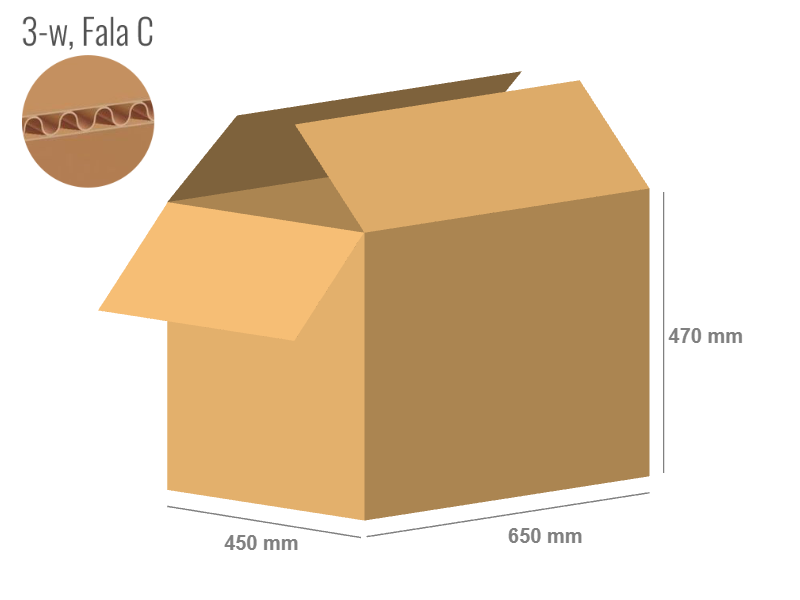 Cardboard box 650x450x470 - with Flaps (Fefco 201) - Single Wall (3-layer)